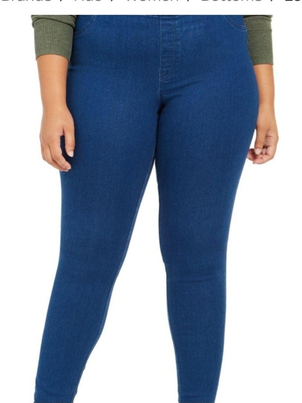 HUE Women's Dark Blue High-Rise Bootleg Jeggings Size 3X NWT